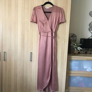 Wayf Wrap Maxi Dress rose gold